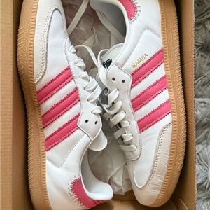 Adidas Samba White and Pink Trainers